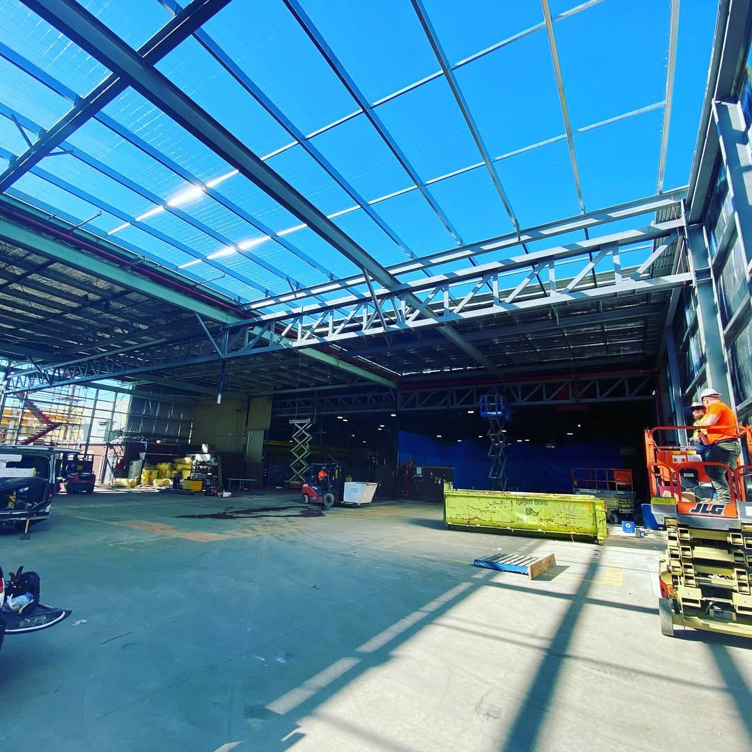 Bayswater North factory — 36m clear-span truss, internal columns removed